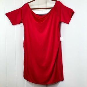 Red Short Sleeve Dress/Top with Ruched Sides